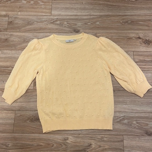 NWOT Yellow 3/4 Sleeve Top with Shoulder Pads - Picture 1 of 6